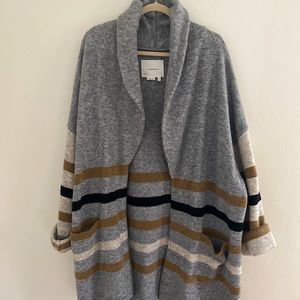Striped Open Draped Sweater Jacket